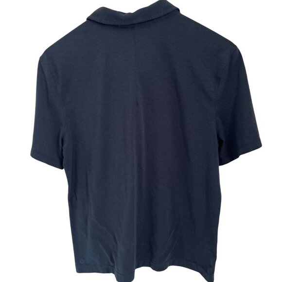 Lululemon Mens Navy Blue Polo Shirt Short Sleeve Lightweight Button-Up Collar - Picture 5 of 7